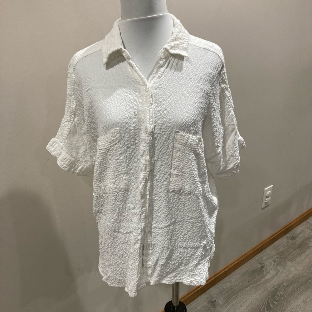 Max studio xl short sleeve white button down